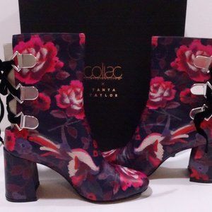 Tanya Taylor x Coliac Kimono Marta Floral Ankle Boots NIB 698 36.5 Navra Black
